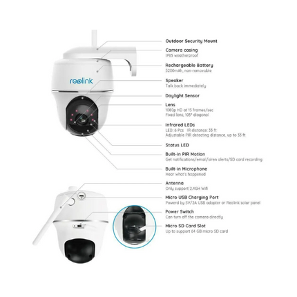 Reolink Argus PT 5MP Smart Pan-Tilt Battery WiFi Security Camera