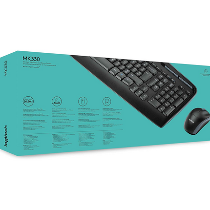 Logitech MK330 Wireless Keyboard and Mouse Combo - Black - US Int'l
