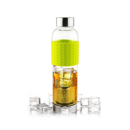 ASOBU Ice Tea and Coffee Infuser Glass Water Bottle To Go for Cold Brew 400 ml Green