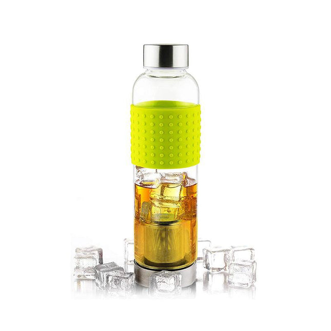 ASOBU Ice Tea and Coffee Infuser Glass Water Bottle To Go for Cold Brew 400 ml Green