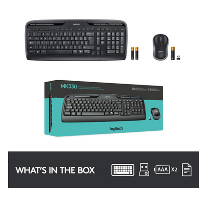 Logitech MK330 Wireless Keyboard and Mouse Combo - Black - US Int'l