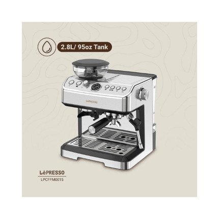 LePresso Advanced Espresso Coffee Maker 2.8L with Bean Grinder 20Bar - Silver