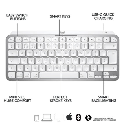 Logitech MX Keys Mini for MAC Bluetooth Illuminated Keyboard - White