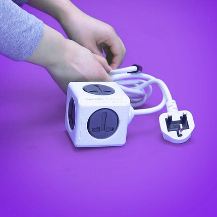 Allocacoc PowerCube Extended 1.5m Cable Universal Plug UK Grey