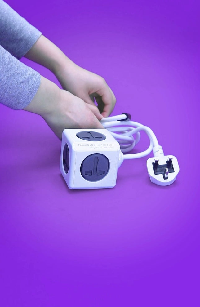 Allocacoc PowerCube Extended 1.5m Cable Universal Plug UK Grey