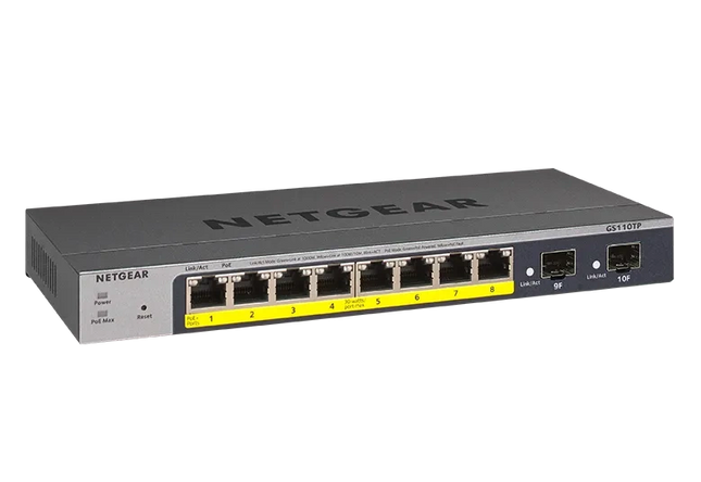 Netgear 10/100/1000 8 Port PoE+ Smart Managed Gigabit switch with 2 SFP uplink ports (55W)