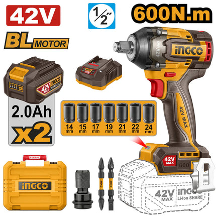 INGCO CORDLESS IMPACT WRENCH CIWLI42602