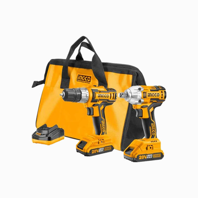 Ingco Lithium-Ion Cordless 2-Pc. Combo Kit Cordless Drill & Impact Wrench