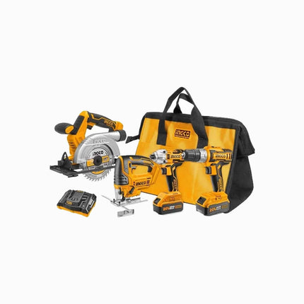 INGCO LITHIUM ION CORDLESS 4 PC COMBO KIT
