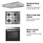 Candy Chimney Hood 60cm + Built-In Gas Hob + Oven 71L