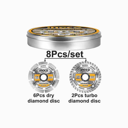 Ingco Diamond Discs Set (8Pcs/Set) 4-1/2"