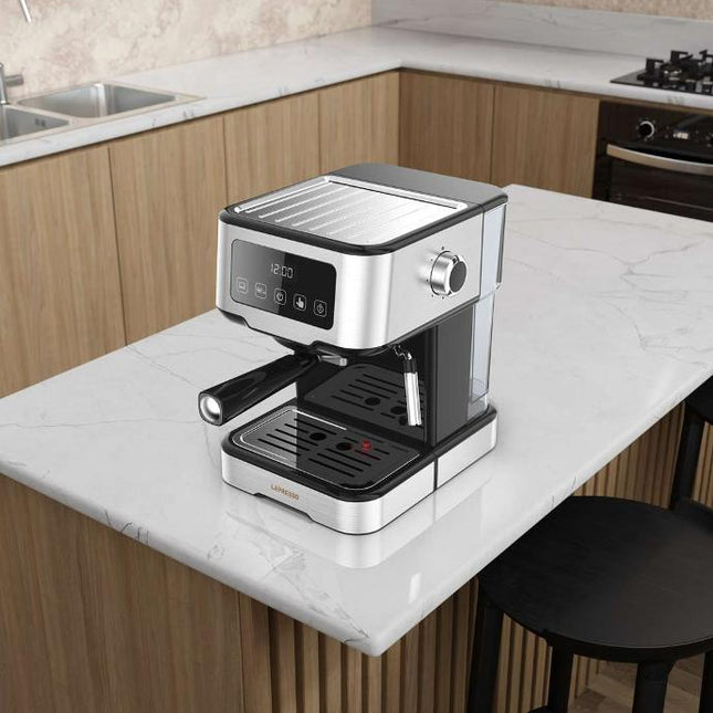 LePresso Dual Cup Barista Espresso Machine With Steamed Milk Frothing 15 bar Pressure Pump and Nespresso Capsule Filter with Digital Display