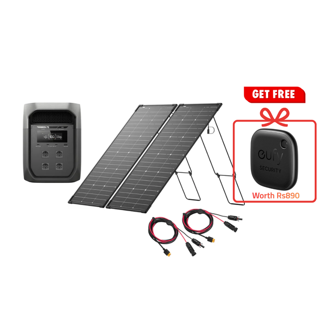 ECOFLOW DELTA 3 MAX SOLAR GENERATOR + 2x125W SOLAR PANEL + 2 FREE CABLES MC4 to XT60 + Free eufy Smart Tracker