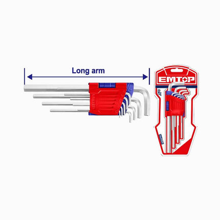 Emtop Hex Key 9pcs Set Long Arm