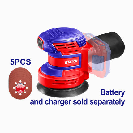 Emtop Cordless Random Orbit Sander 10000 Rpm