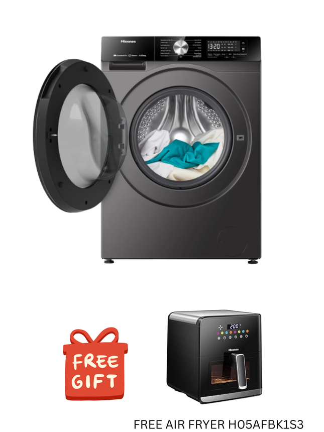 Hisense 8kg Front Loading Washing Machine with 5kg Dryer + FREE AIR FRYER H05AFBK1S3