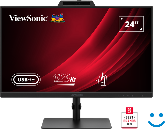 VIEWSONIC 24” FHD USB-C VIDEO CONFERENCING MONITOR WITH WINDOWS HELLO–CERTIFIED WEBCAM, HDMI, DISPLAY PORTS USB-C/A VG2441V