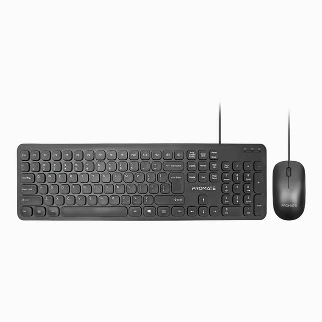 Promate Quiet Key Wired Compact KeyBoard & Mouse Combo
