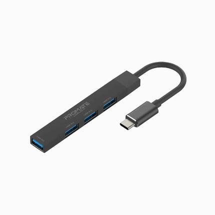 Promate 4 in 1 usb-c hub black