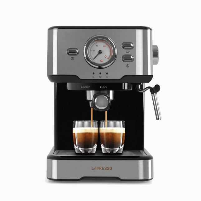 LePresso Dual Cup Barista Espresso Machine With Steamed Milk Frothing