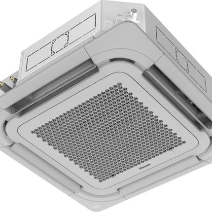 HISENSE LIGHT COMMERCIAL AC MULTI SPLIT CASSETTE INDOOR INVERTER TYPE 12000 BTU  - (Outdoor Unit: AUW-14UR4RJ8 + Panel: PE-QFA/B)