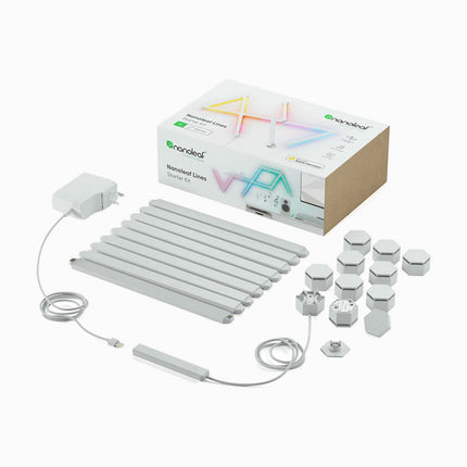 NANOLEAF Lines Starter Kit - Smart WiFi LED Panel System w/ Music Visualizer - 9 Pack UK - White
