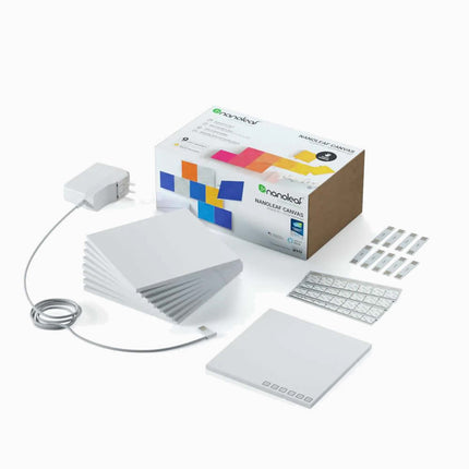 NANOLEAF Shapes Squares Starter Kit - Smart WiFi LED Panel System w/ Music Visualizer - 9 Pack - White