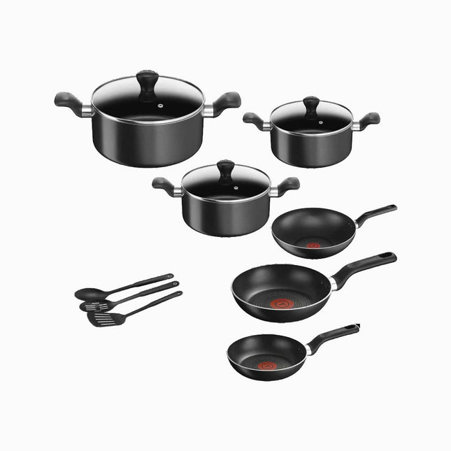 TEFAL SET 12 PCS SUPER COOK BLACK (B459SC84)
