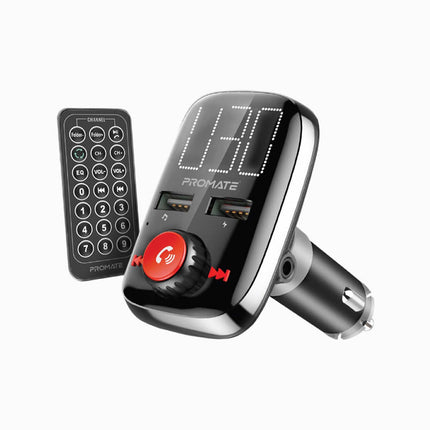 Promate Wireless In-Car FM Transmitter With Dual USB Charging Ports