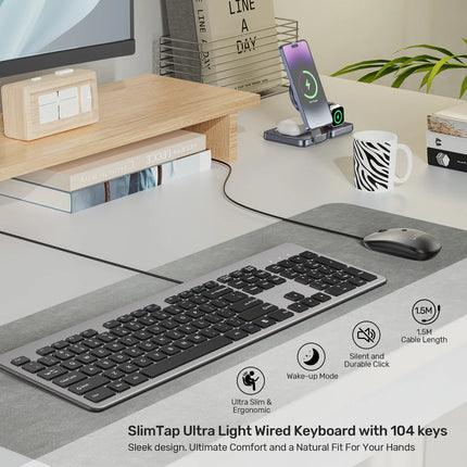Unitek Full-Size Wired Keyboard 104 Keys Scissor Mechanical T052AGY01-US
