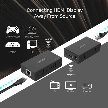 Unitek HDMI Extender 60M Over Cat5e/Cat6 Ethernet Cable V100A