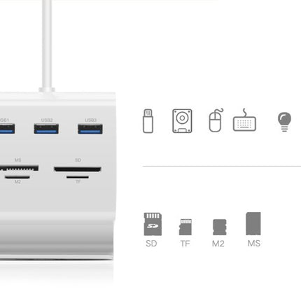 Ugreen Usb 3.0 3 Ports Hub+ 4 Card Reader Converter 1M White