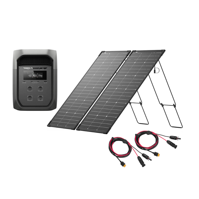 ECOFLOW DELTA 3 MAX SOLAR GENERATOR + 2x125W SOLAR PANEL + 2 FREE CABLES MC4 to XT60