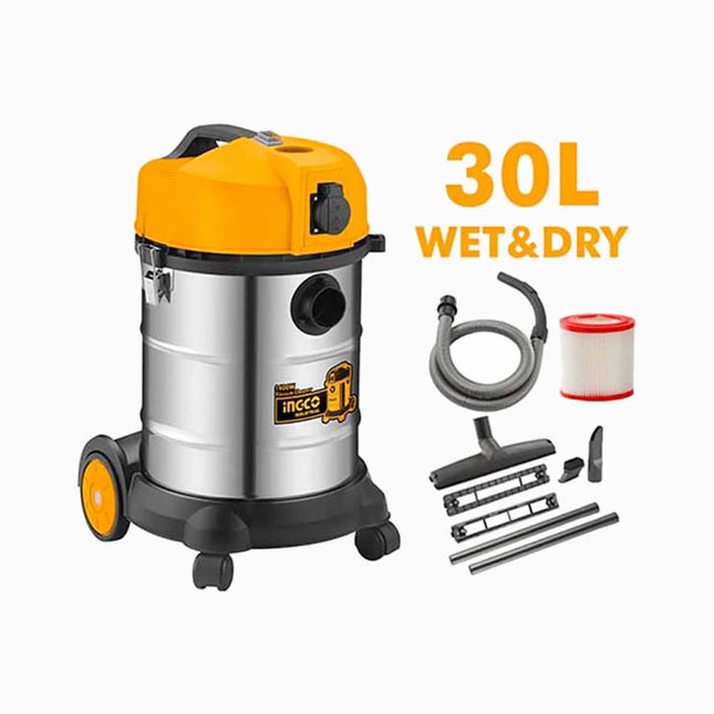 Ingco Vaccum Cleaner Wet And Dry 30L 1400W