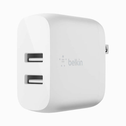 Belkin Dual Usb-A Wall Charger W/1M Pvc A-Ltg 24W Wht (French Plug 2 Pin)