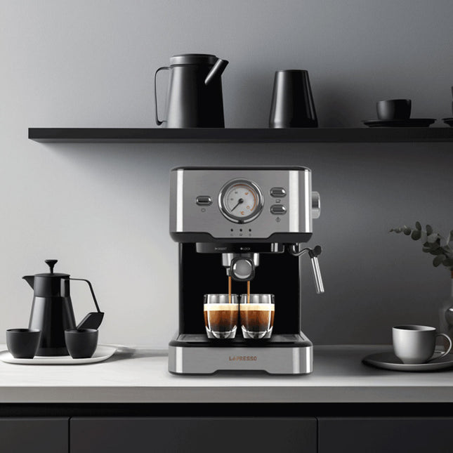LePresso Dual Cup Barista Espresso Machine With Steamed Milk Frothing