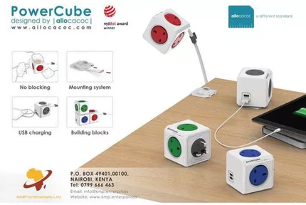 Allocacoc PowerCube Original USB Surge UK Grey