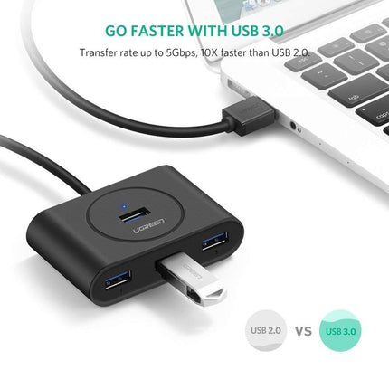 Ugreen Usb 3.0 4 Ports Hub Black 50Cm