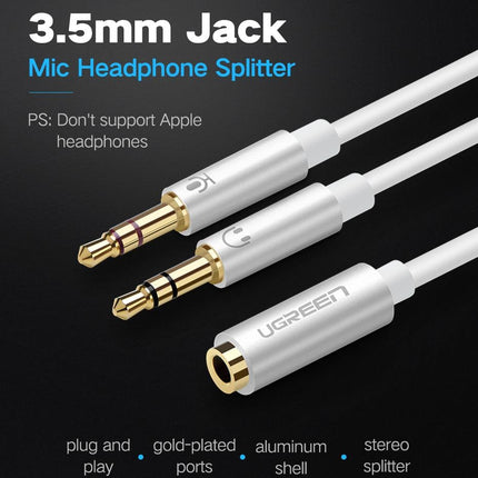Ugreen 3.5Mm Female To 2 Male Audio Cable White