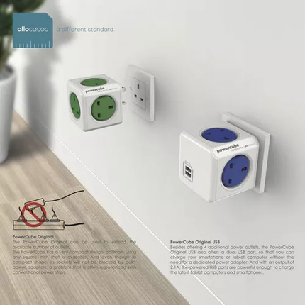 Allocacoc PowerCube Original USB Surge UK Grey