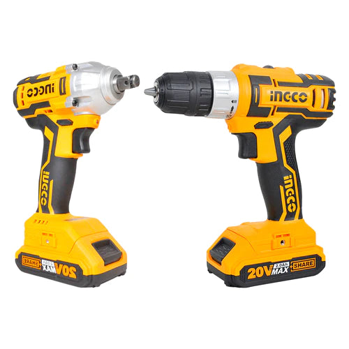 Ingco Lithium-Ion Cordless 2-Pc. Combo Kit Cordless Drill & Impact Wrench