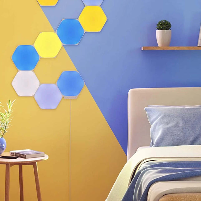 NANOLEAF Shapes Hexagons Starter Kit - Smart WiFi LED Panel System w/ Music Visualizer - 9 Pack - White