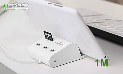 Ugreen Usb 3.0 3 Ports Hub+ 4 Card Reader Converter 1M White