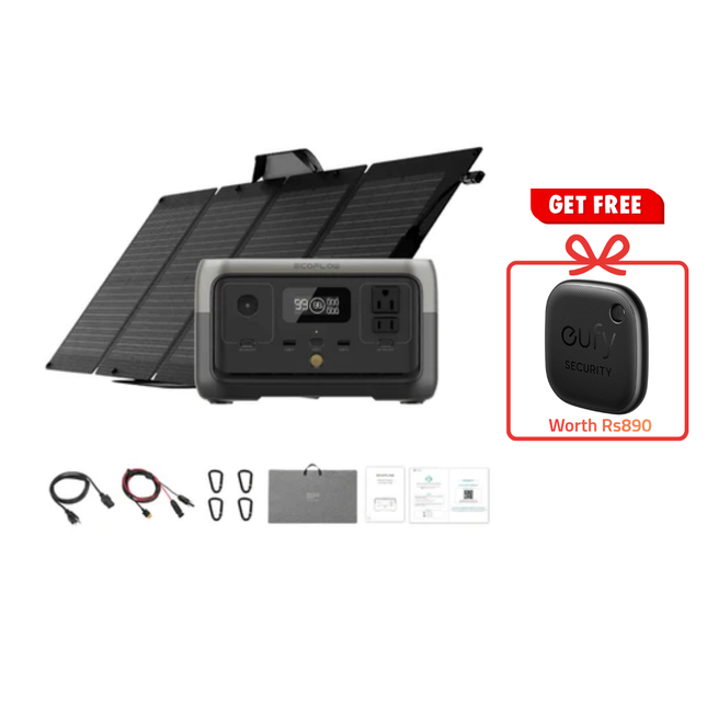 ECOFLOW RIVER 2 PRO + 110W PORTABLE SOLAR PANEL + free eufy Smart Tracker