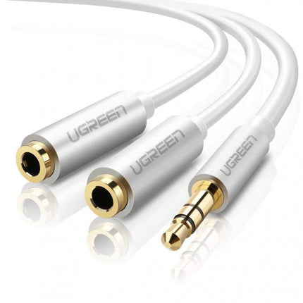 Ugreen 3.5Mm Male To 2 Female Audio Cable White