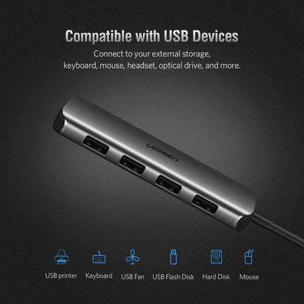 Ugreen Type C To 4 Ports Usb 3.0 Hub Gray