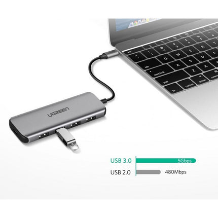 Ugreen Type C To 4 Ports Usb 3.0 Hub Gray
