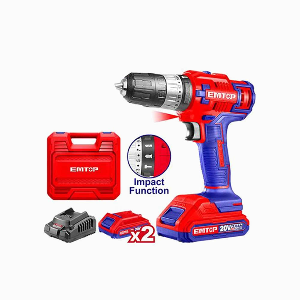Emtop Lithium-Ion impact drill 20V 2 Speed – Endtoend.mu