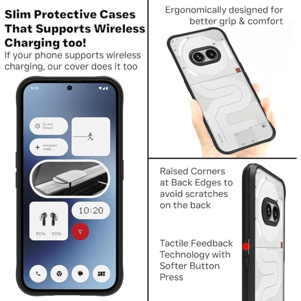 Clear Phone Case for Nothing Phone (2a), Soft Bumper with Clear Hard PC Back with Screen Protector - Image 3