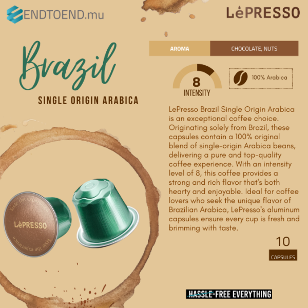 LePresso Aluminum capsules Single Origin Arabica 10pc - Brazil - Image 3